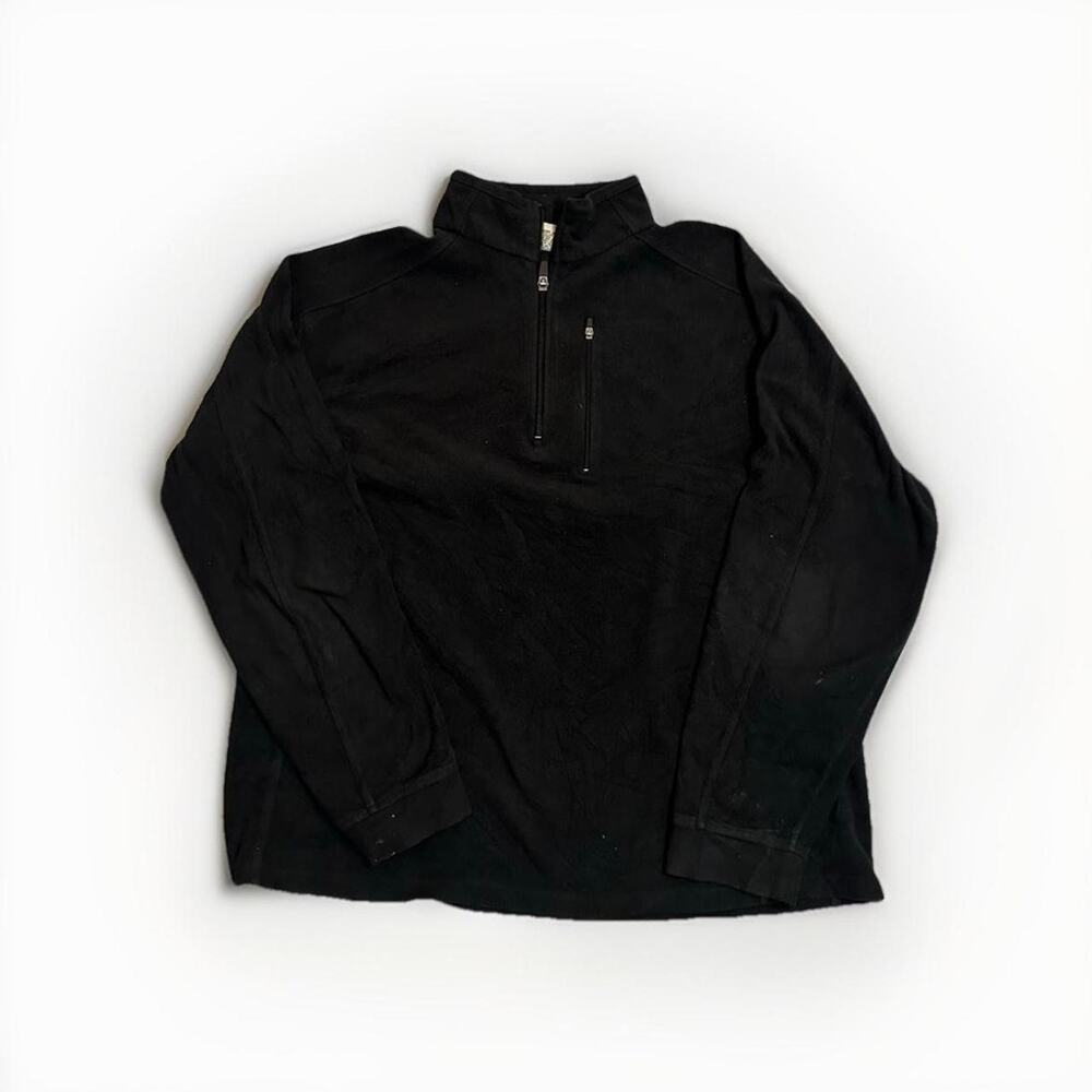 L.L Bean Black Fleece Quarter Zip Sweater Mens Size Large Zipper Jacket